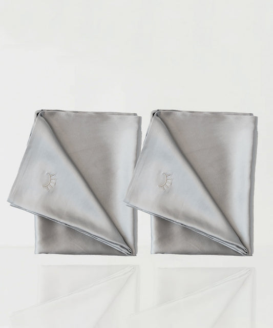 Duo Fundas de Seda Queen Gris Perla