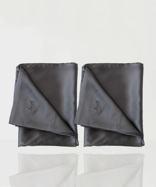 Duo Fundas de Seda Queen Gris Marengo