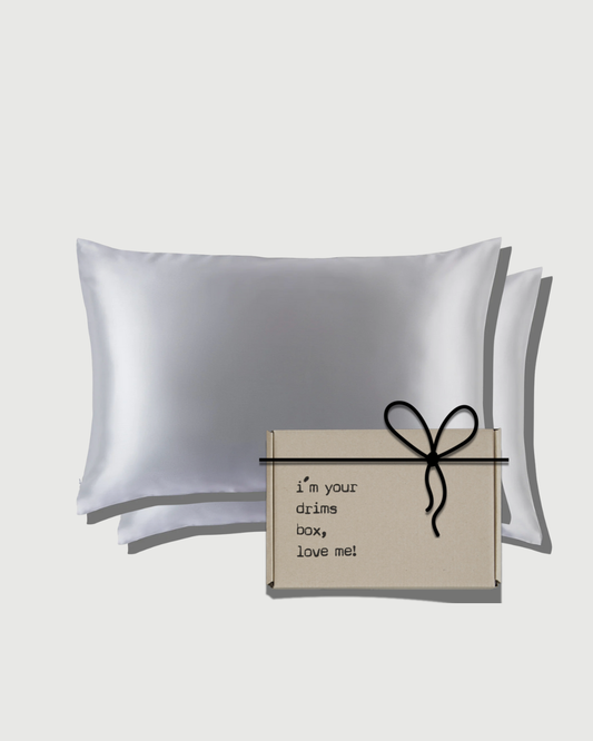 Duo Fundas de Seda Queen Gris Perla