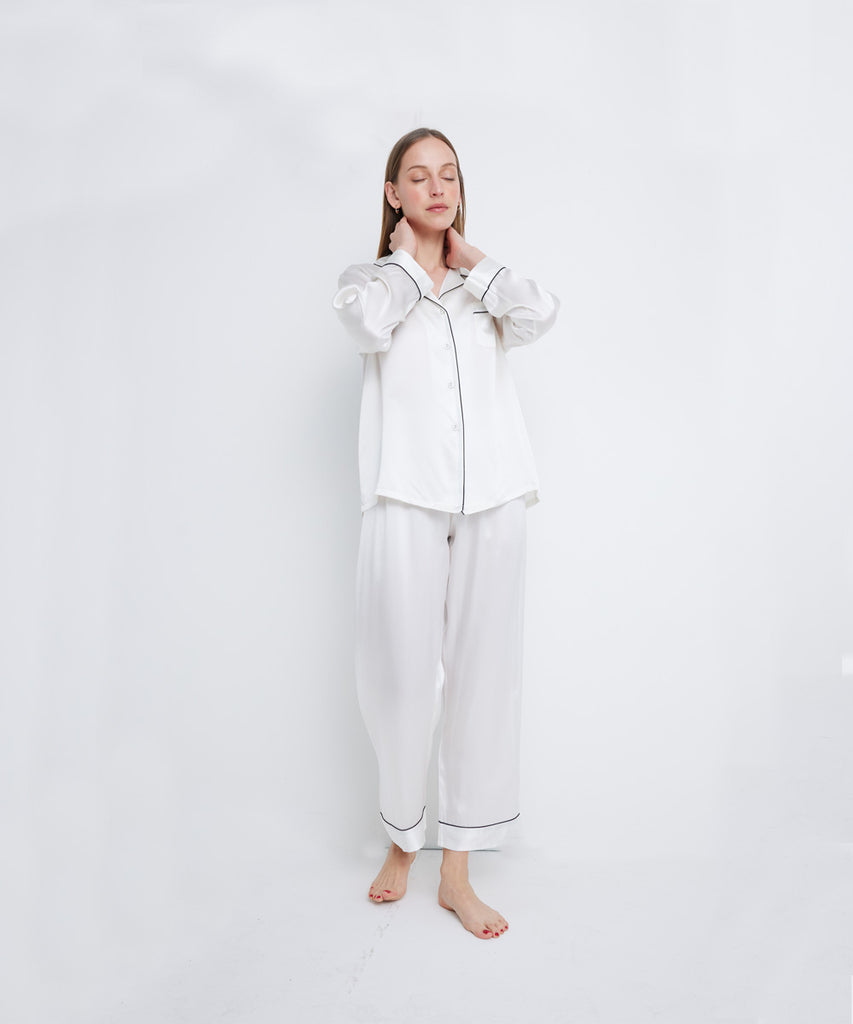 Blusa y Pantalón de Pijama 100% de Seda