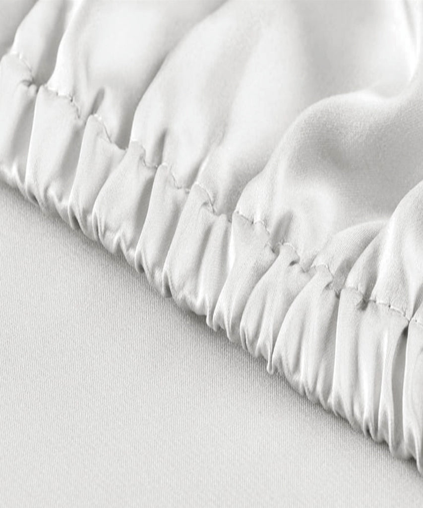 Sábana Bajera Blanca 100% Seda Queen